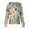 thumbnail image 4 of Women's Watercolor Mixed Floral Print Snap‑Front Scrub Cardigan, Long Sleeve Round Collar Work Jacket with Pockets for Nursing Healthcare Uniform 5XL, 4 of 4