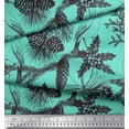 thumbnail image 3 of Soimoi Green Cotton Duck Fabric Holly Leaves, American Robin Bird Fabric Prints by Yard 42 Inch Wide, 3 of 3