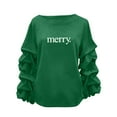 thumbnail image 3 of Women's Loose Fit Long Sleeve Round Neck Sweatshirt Blouse Solid Color Casual Daily Wear Loungewear Travel Outfits Fashion Essential Gift for Women | CSEONE,Green L, 3 of 9