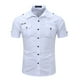 thumbnail image 1 of Blusa y camisa de manga corta con cuello vuelto para hombre, camisa vaquera de manga corta con solapa de color liso, blusa militar para hombre, 1 of 8
