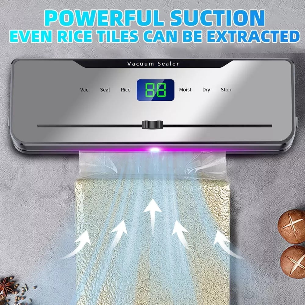 Powerful Commercial Vacuum Sealer Machine, 5 Modes, 65Kpa Suction, for Meat, Seafood, & Grains, Includes 30 Free Bags