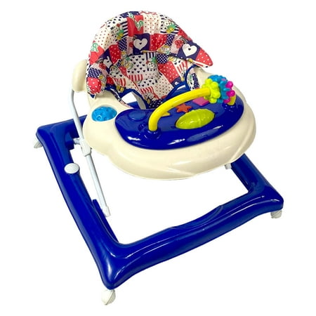 AmorosO Baby Musical Tray with 6 Pieces Stop Pads Blue Convertible Walker for Girls & Boys