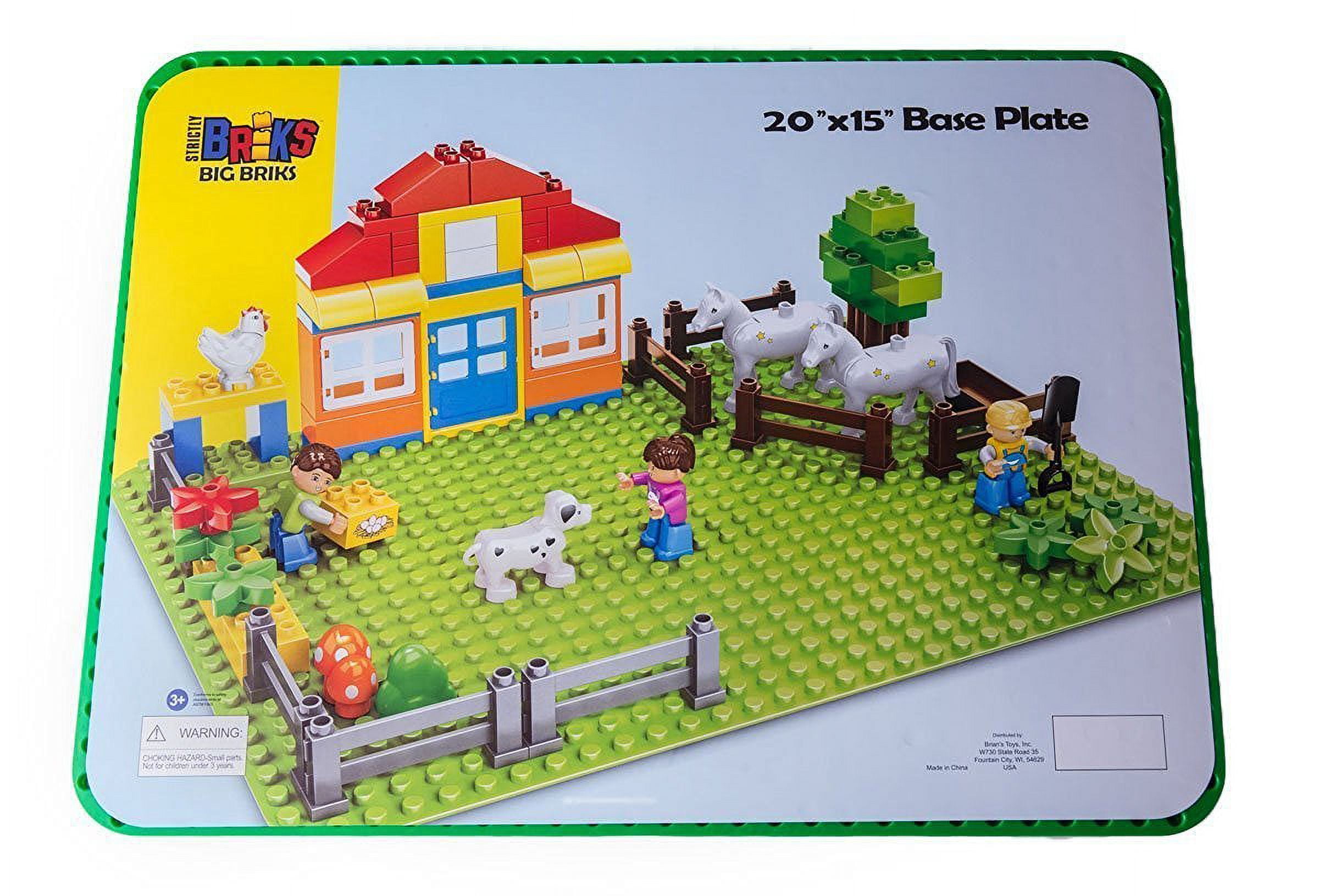 Classic Big Briks Baseplate by Strictly Bricks | Premium Blue Large 20” x  15” | LEGO DUPLO Compatible | For Children Ages 3+
