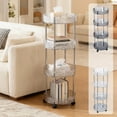 thumbnail image 7 of kladzum Multi-Layer Storage Rolling Cart Movable Storage Shelves, Portable Round Storage Carts with Wheels Transparent Storage Cart for Kitchen, Bathroom, Living Room, 4-Tier, 7 of 7