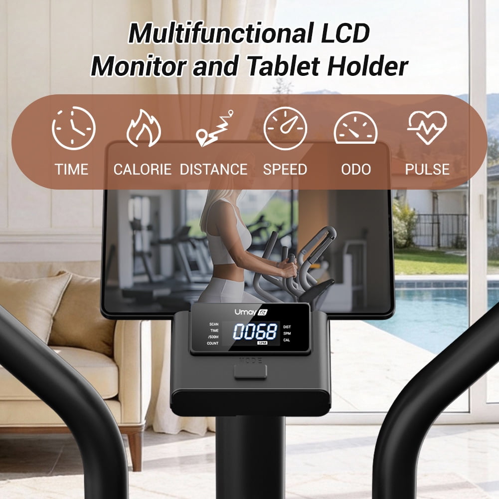LEZEE Magnetic Drive Elliptical Machine for Home – 8 Resistance Levels, 12" Stride, LCD Display & 330 lb Capacity