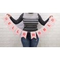 thumbnail image 1 of Inkdotpot Guirlande Pré-Enfilée?Bonjour Monde?Rustique Kraft Fanion pour Révélation de Sexe Bannière d'Annonce de Grossesse Guirlande, 1 of 8