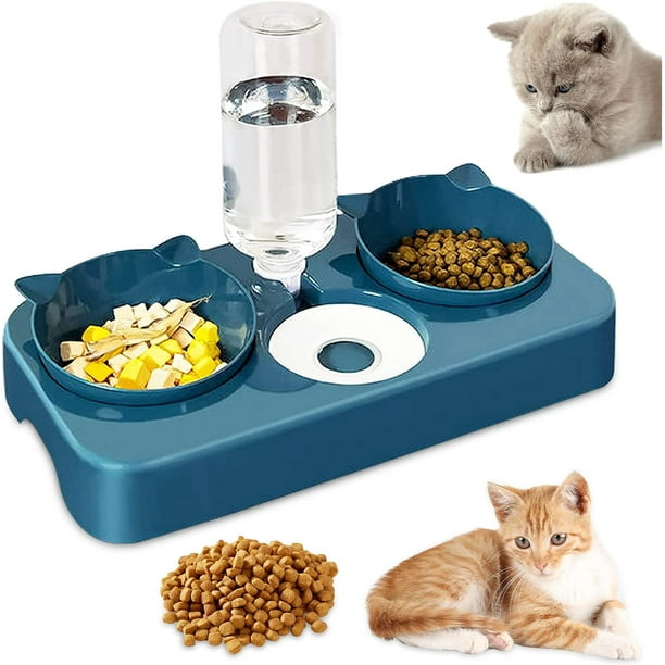 Double Elevated Cat and Dog Bowl, 3 in 1 Automatic Water and Pet Food