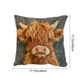 thumbnail image 6 of ​Printed Highland Cow Pillow Cover, Realistic Brown Long-Haired Cow Portrait on Dark Gray Background, Soft Farmhouse Decor for Living Room Couch Multicolor, 6 of 6