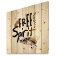 thumbnail image 2 of Designart 'Free Spirit Ethnic Feather' Bohemian & Eclectic Print on Natural Pine Wood, 2 of 5