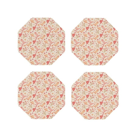 

Tideii Cowgirl Boots 4 for Leather Coasters 4 Pieces Anti-fouling and Anti-scalding Decorative Coasters Suitable for Restaurants Kitchens Coffee Shops-Octagon