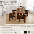 thumbnail image 5 of Guyou PU Leather Dining Chairs - Set of 6, 24" Wide Barrel Back Armchairs for Dining Room & Kitchen, Modern Curved Back Chairs with Black Wood Frame, Black, 5 of 8
