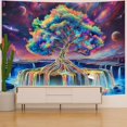 thumbnail image 3 of Gojian Blacklight Tree of Life Tapestry UV Reactive Waterfall Tapestry Galaxy Space Aesthetic Tree Wall Tapestries Colorful Starry Sky Tapestries Wall Hanging for Bedroom, 3 of 6