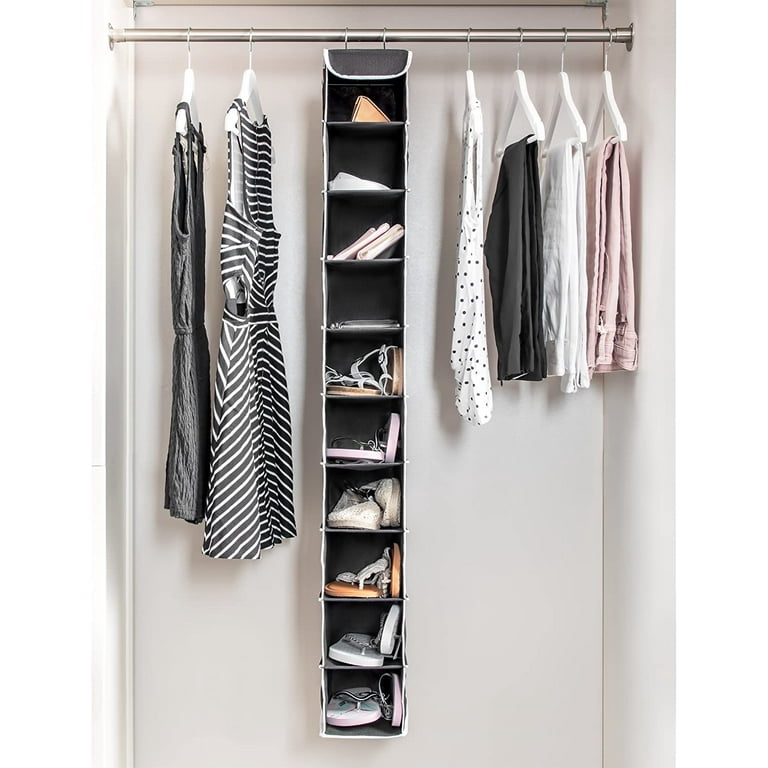 ZOBER 10-Shelf Hanging Shoe Organizer (1 Pack) Hanging Closet Shoe