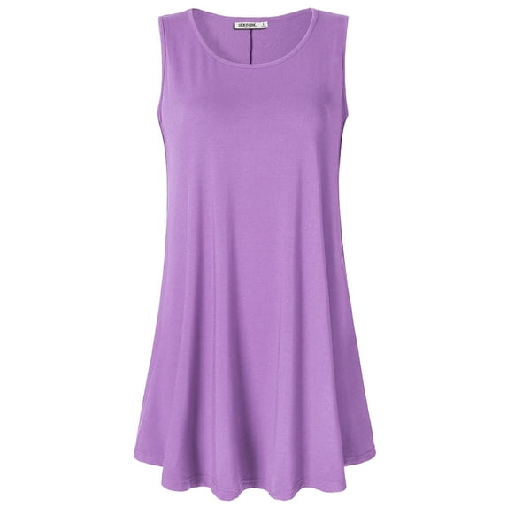 Made by Johnny Women's Solid Sleeveless Tunic for Leggings Swing Flare Tank Tops S-5XL Plus Size XXXL LILAC
