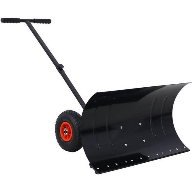 Direct Wicker UBS-W465120788 Pelle à Neige avec Roues, Pousse-Neige, Manche à Angle Réglable Coussiné Outil de Déneigement, Lame de 29, Roues de 10, Couleur Noire