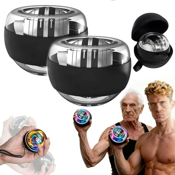 Wrist Ball Hand Exerciser, Auto-Start Gyroscopic Wrist Strengthener, Grip Strength Forearm Trainer with LED Lights(XX-2pcs)