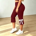 thumbnail image 2 of Cutuoiiu Womens Plus Size Yoga Capri Pants Solid Color High Waist Casual Stretchy Pants with Pockets Bow Detail Summer Daily Wear, 2 of 9