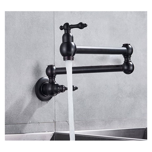 Brass Folding Kitchen Faucet Single Cooling Double Opening Wall Type Kitchen Tap Telescopic Rotating Washing Basin Sink Faucet ,Easy to Install