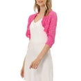 thumbnail image 4 of INSPIRE CHIC Women's Elegant Ruffle Collar Front 3/4 Sleeve Lace Shrug Top XS Rose Pink, 4 of 6