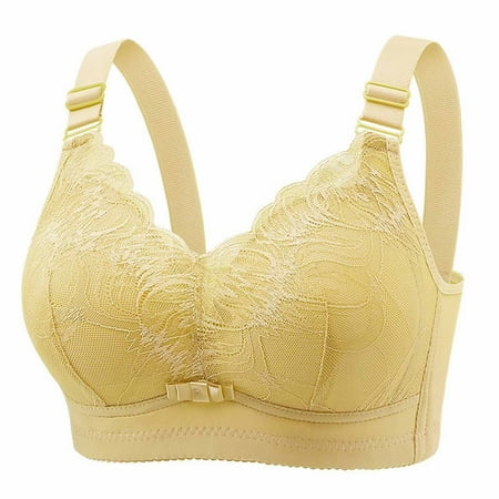 Bigersell Push up Bra in Clearance Womens Solid Lace Lingerie Bras Plus Size Underwear Bralette Bras Comfortable Bra Full-Figure Bra Style F-695 Yellow 42