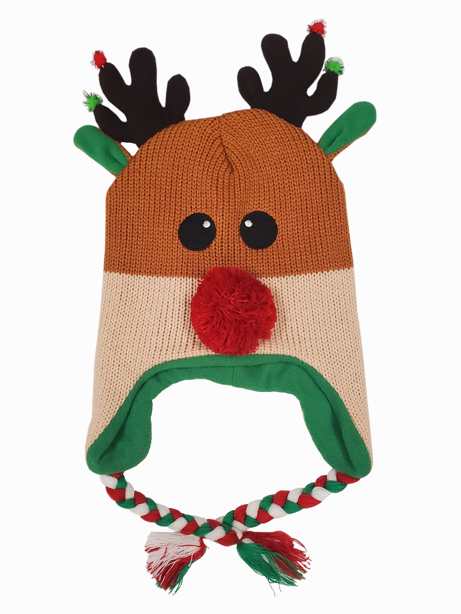 NV8371, Novelty Hat, Reindeer Design with Antlers Brown/Beige (One