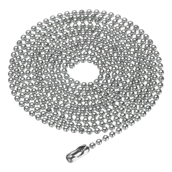 Uxcell Stainless Steel Ball Chain 1.5mm 31.5" Length 316L Round Bead Necklace Dog Tag Pull Chains with Connectors Clasps for Men Women Jewelry Making Bracelets Keychain, Silver
