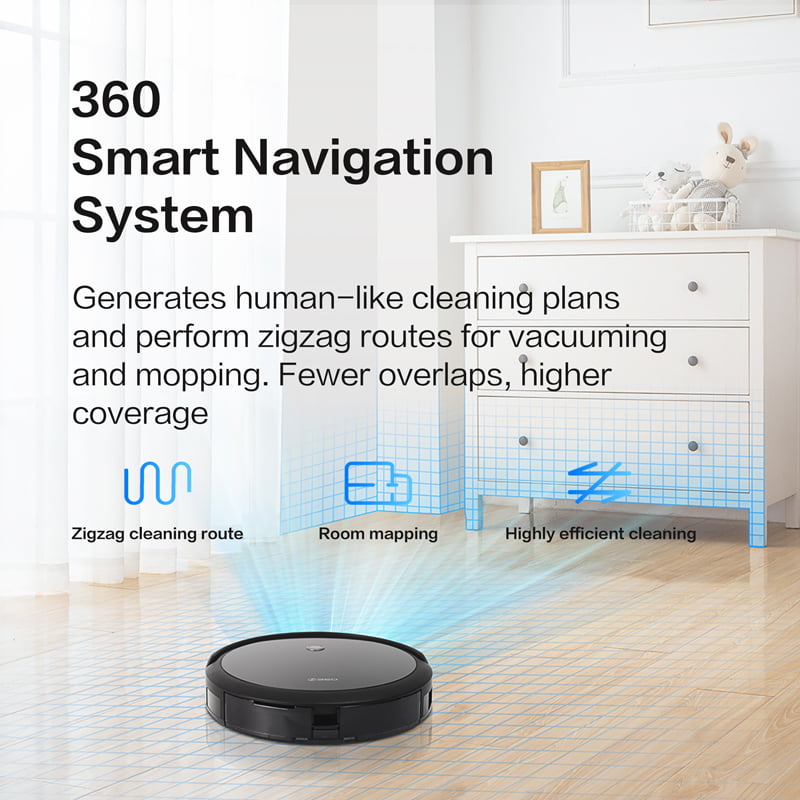 Works with Alexa and Google Assistant 360 C50 Robot Vacuum and Mop 2600 Pa Spot Deep Cleaning Edge Scheduled Cleaning