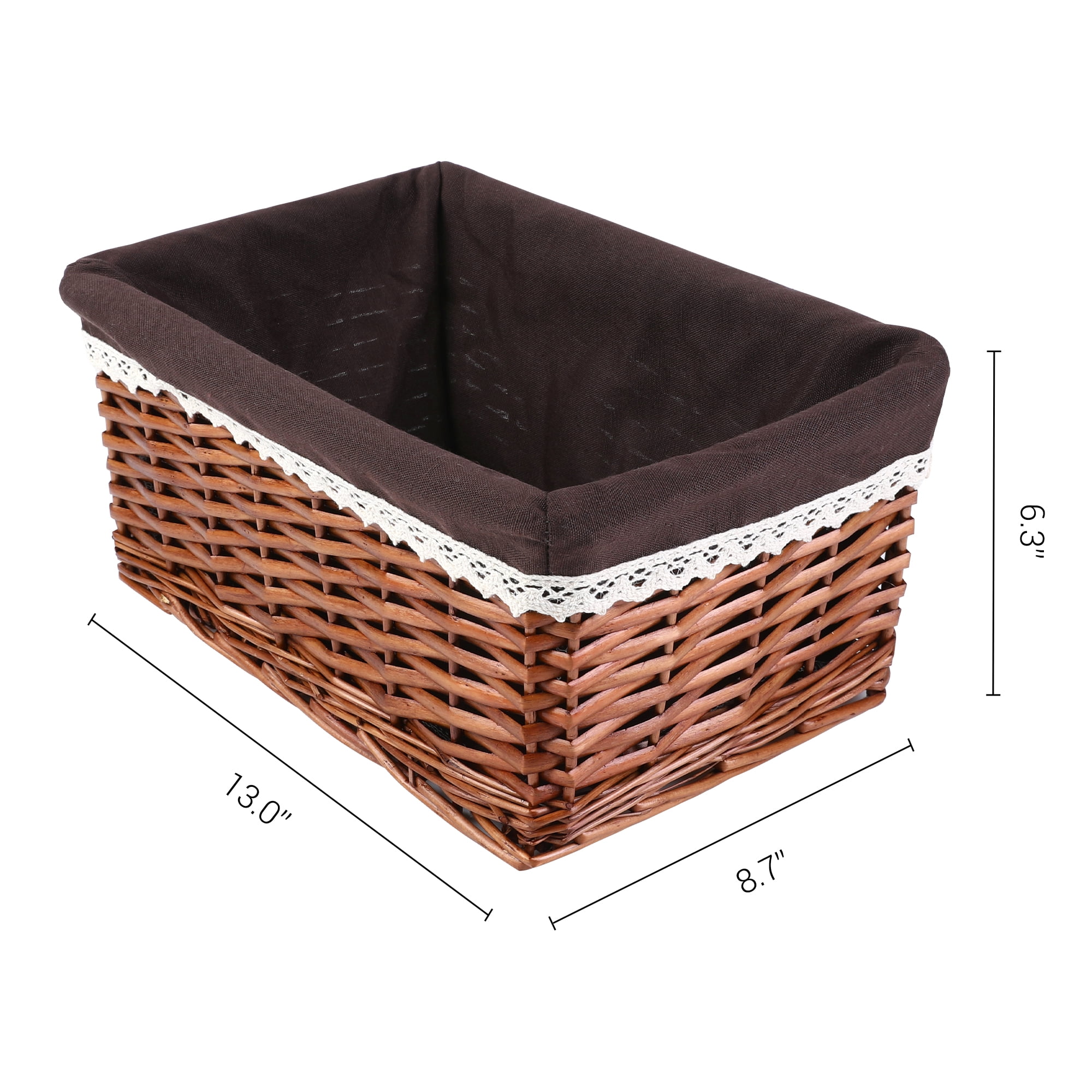Unique Bargains 1 Pack Wicker Basket with Cloth Coffee 13*8.7*6.3in