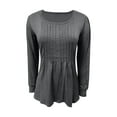 thumbnail image 4 of Comdrip Womens Casual Tops, Women's Puff Long Sleeve Tops Pleated Crew Neck Blouses Casual Loose Fit Winter and Spring Shirts Womens Long Sleeve T Shirts Dark Gray 2XL, 4 of 4