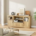 thumbnail image 6 of Luku 72" TV Stand, Farmhouse Entertainment Center with Wave Pattern, 2 Glass Door Cabinets & Open Storage, 6 of 7