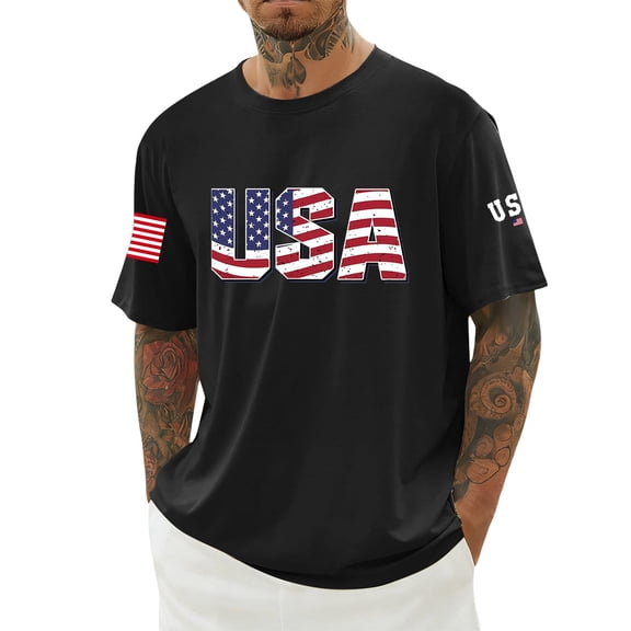 Puliio Usa 250Th Anniversary T-Shirts For Men Fasion Printed Short Sleeve Tee Celebrate 250Th Anniversary Of America Patriotic Veteran T Shirt(Black,L)