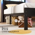 thumbnail image 6 of Kbun Twin Size Platform Bed Frame with Upholstered Headboard, Metal Bed Frame with LED Light, Heavy Duty Steel Slat Supported Queen Bed Frames, No Box Spring Needed, Black, 6 of 6