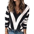 thumbnail image 1 of Suéter PRETTYGARDEN 2025 para mujer con escote en V y rayas M, 1 of 5