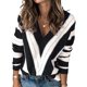 thumbnail image 1 of Suéter PRETTYGARDEN 2025 para mujer con escote en V y rayas M, 1 of 5
