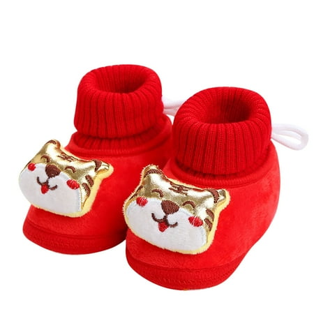 

XFHLMJFF Boys Grils Toddler Casual Sneakers Athletic Lightweight Durable Winter Children Floor Socks Non-Slip Plush Warm Elastic Cartoon Tiger New Year Style Trendy Shoes