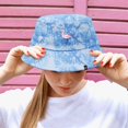 thumbnail image 3 of DALIX Embroidered Flamingo Tie Dye Cotton Outdoor Summer Bucket Hat in Blue - Large, 3 of 4