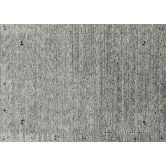 Ahgly Company Machine Washable Indoor Rectangle Contemporary Dark Goldray Area Rugs, 8' x 12'
