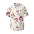 thumbnail image 2 of Lsque Floral Mushroom print Men's Cuban Collar Short Sleeve Shirt Summer Beachwear Casual Button Down Fashionable Vacation Leisure Shirt-Small, 2 of 7