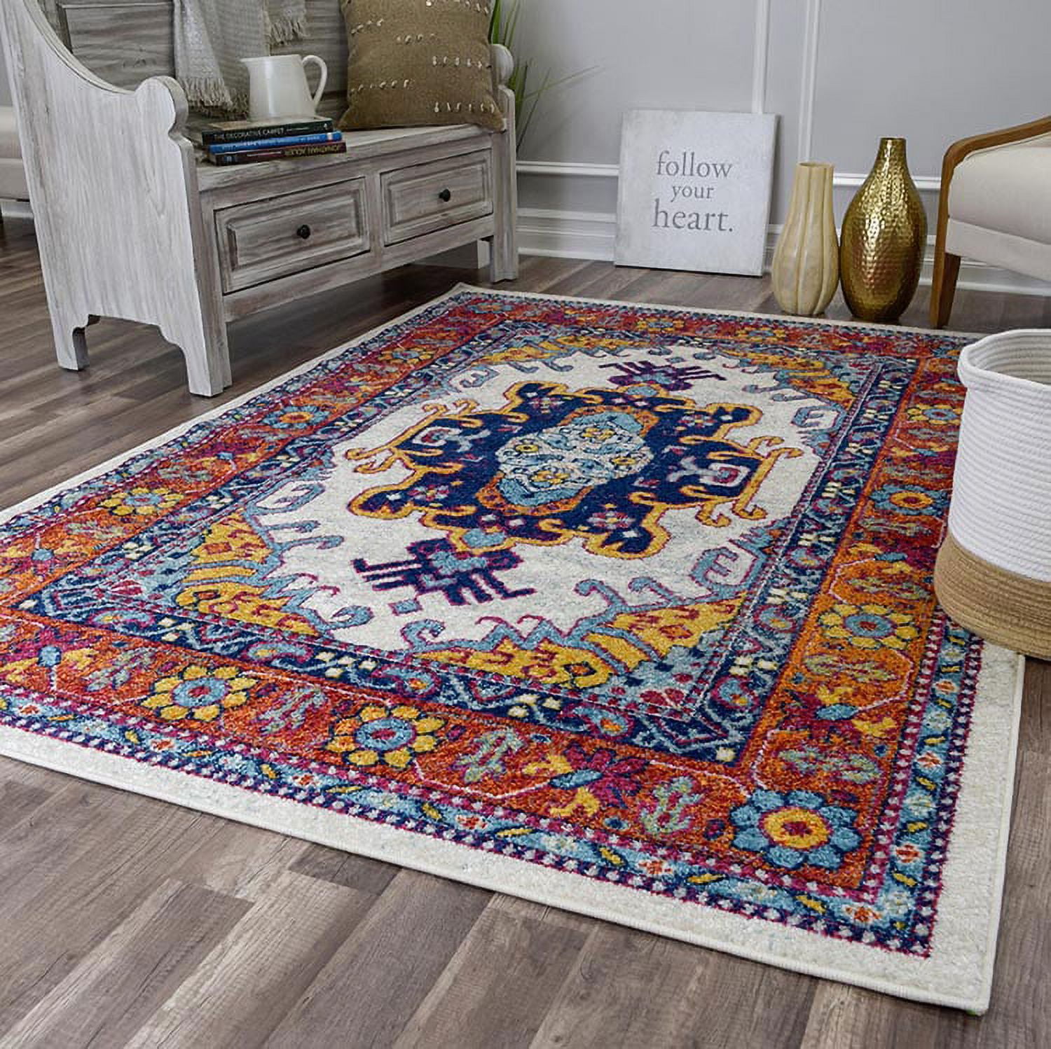 Rugs America Marrakesh Collection Juno MK10A Vintage Transitional Area Rug 2'2"x4'0"
