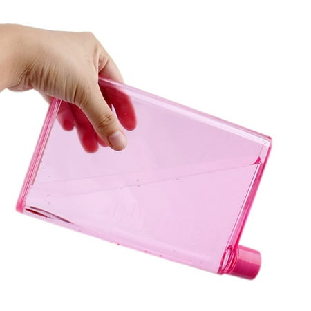 【MIARHB】Water Bottle Clear Book Portable Paper Pad Water Bottle Flat Drinks Cup BK
