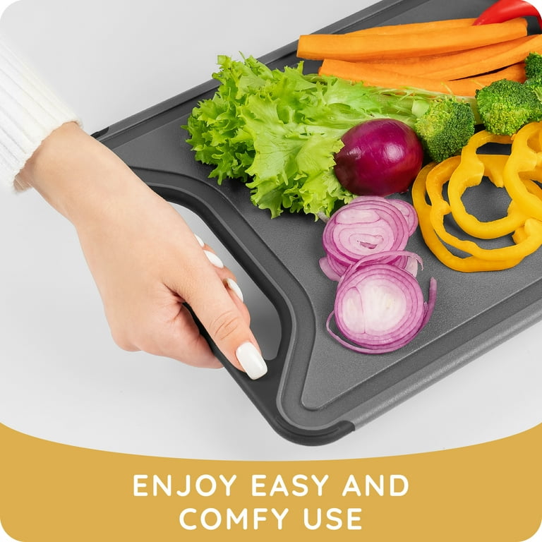 Cutting Boards for Kitchen,Plastic Cutting Board Set of 3, Thick Chopping  Boards for Meat, Veggies, Fruits, with Easy Grip Handle,Dishwasher Safe