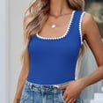 thumbnail image 6 of Women's Square Neck Sleeveless Tank Top,Colorblock Casual Fit Summer Top,Breathable Slim Layering Camisole for Daily Wear,Vacation,Office Blue XL, 6 of 8
