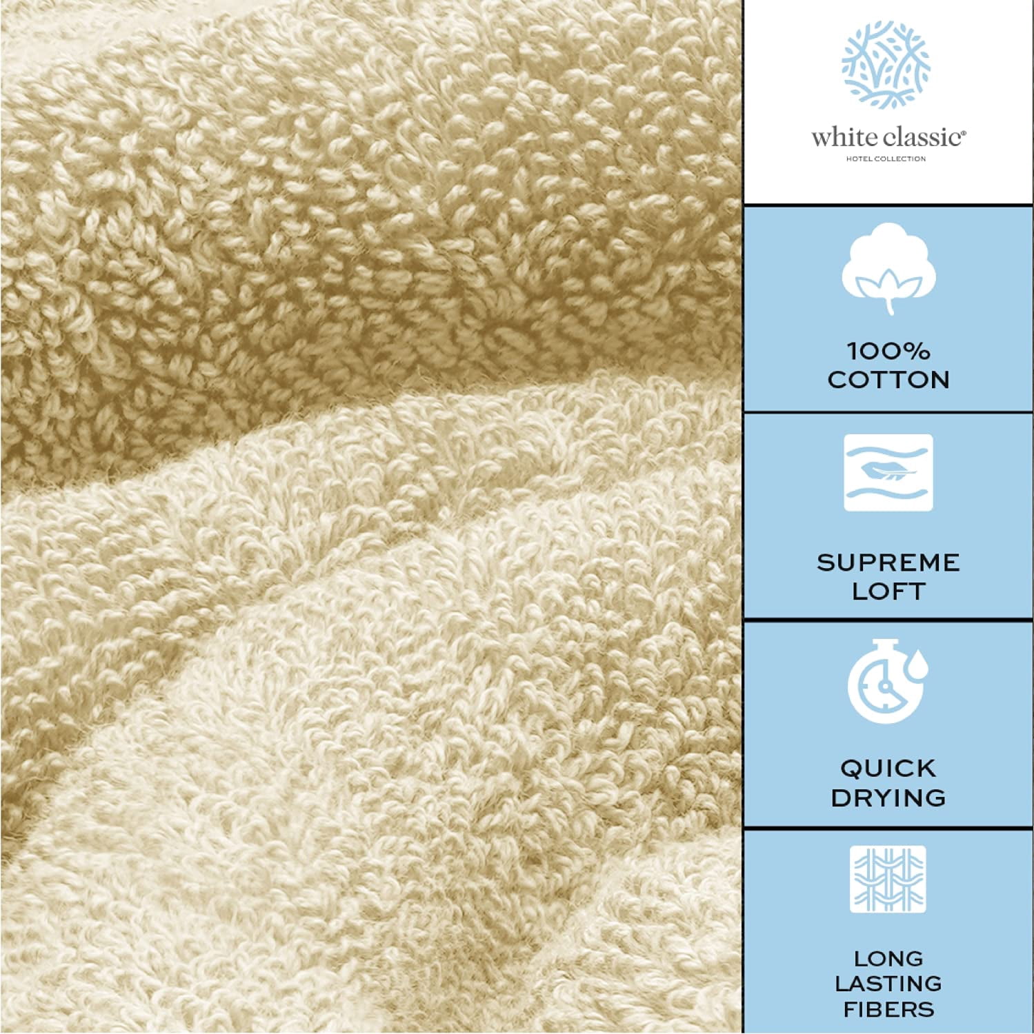 White Classic Luxury Bath Towels Large - Cotton Hotel spa Bathroom Towel |30x56 | 4 Pack | Beige