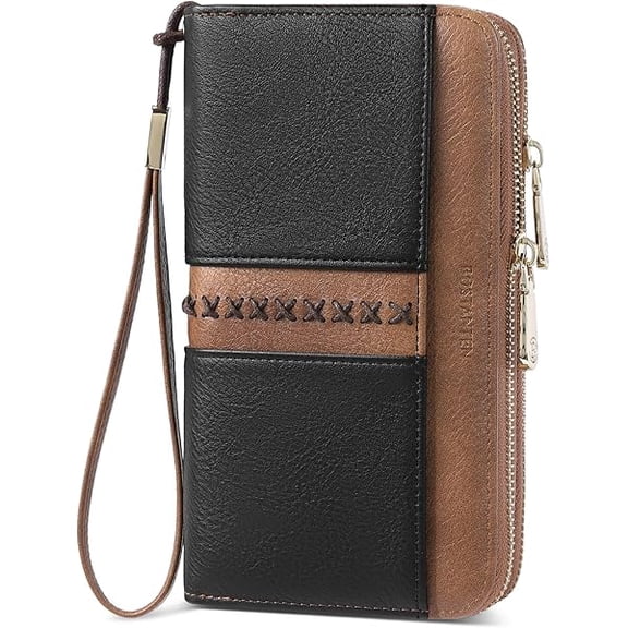 ZLC Wallets for Women Leather RFID Double Zipper Around Credit Card Holder Large Capacity Wristlet Clutch Wallet