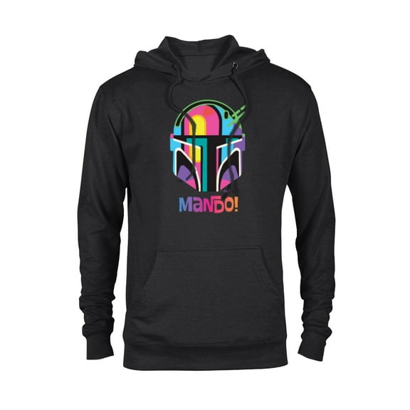 Star Wars The Mandalorian Mando Helmet Neon - Pullover Hoodie for Adults - Customized-Black