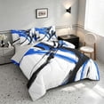 thumbnail image 2 of Manfei Abstract Brushstroke Full Size Bedding Sets, Watercolor Art Full Size Bed in a Bag, Blue, Black and White, Gray Reversible 7pcs, 2 of 6
