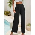 thumbnail image 2 of SANOPY Womens Casual Wide Leg Pants Loose Summer Fall Clothes Pleated Elastic Waist Loose Palazzo Knit Trousers with Pockets, 2 of 5