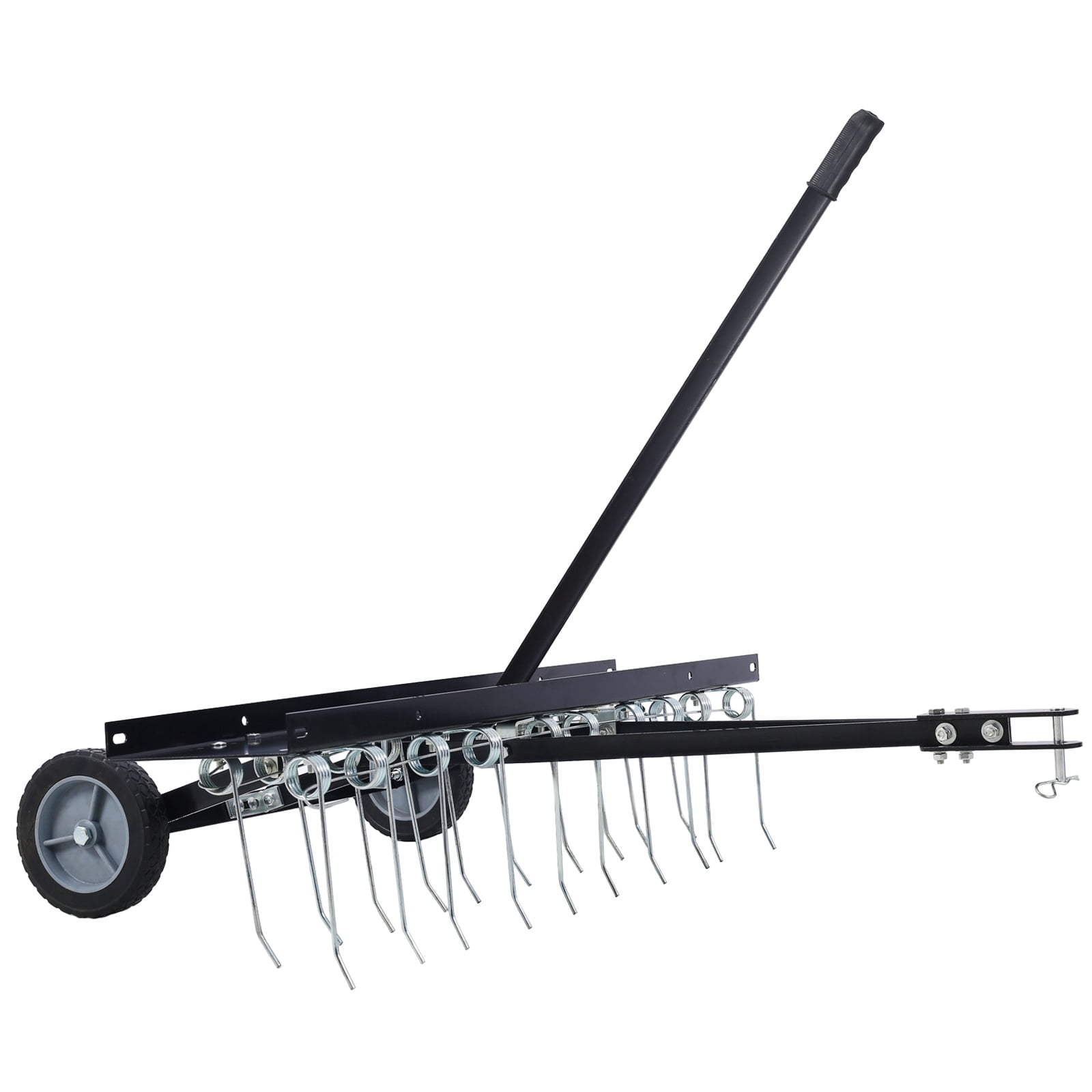 40-Inch Lawn Sweeper Tow Behind Dethatcher, Dual Function Lawn Tractor Attachment for Thatch Removal and Debris Collection