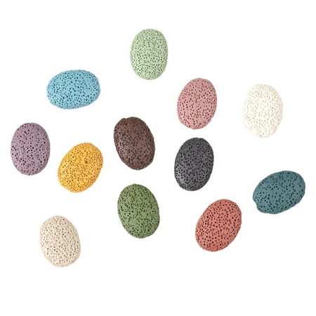 

12Pcs 32x24x8mm Volcanic Stone Beads Lava Volcanic Pendant Colorful Oval Shape Beads for Bracelet Necklace Earrings DIY Accessor