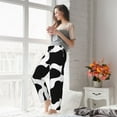 thumbnail image 4 of Uemuo Cow Print Black White Pattern Women's Wide Leg Palazzo Lounge Pants with Pockets Light Weight Loose Comfy Casual Pajama Pants-XX-Large, 4 of 9